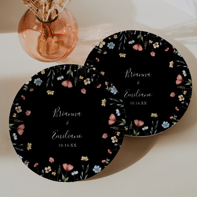 Colorful Garden Wildflower Wedding Cake Paper Plates (Creator Uploaded)