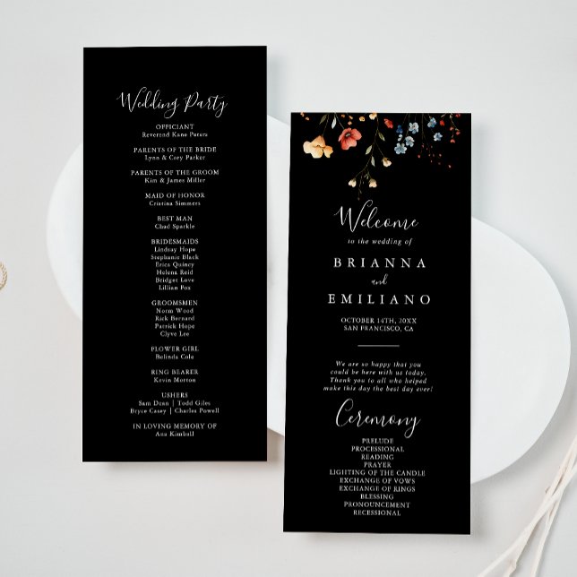Colorful Garden wildflower Wedding Program (Creator Uploaded)