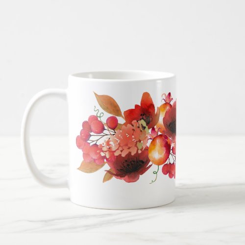 Colorful Garland of Fruits Berries and Flowers Coffee Mug