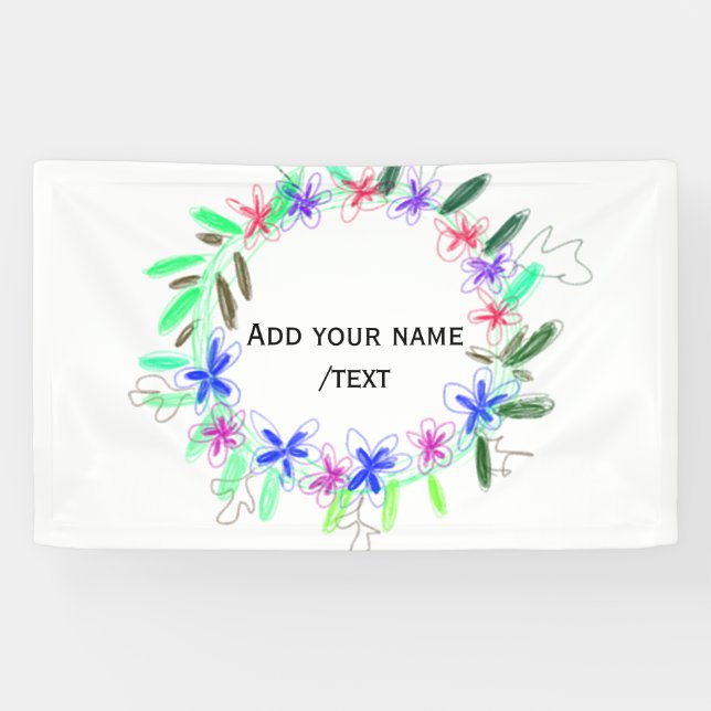 colorful garland wreath Christmas waadd name text  Banner (Horizontal)