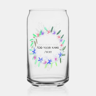 colorful garland wreath Christmas waadd name text Can Glass