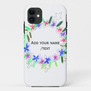 colorful garland wreath Christmas waadd name text iPhone 11 Case