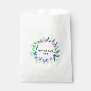 colorful garland wreath Christmas waadd name text Favor Bag