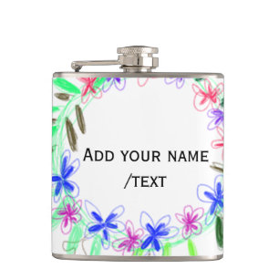 colorful garland wreath Christmas waadd name text  Flask