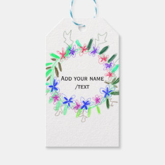 colorful garland wreath Christmas waadd name text Gift Tags