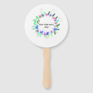 colorful garland wreath Christmas waadd name text  Hand Fan