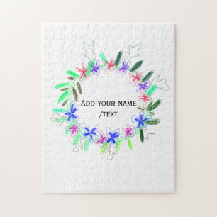 colorful garland wreath Christmas waadd name text Jigsaw Puzzle