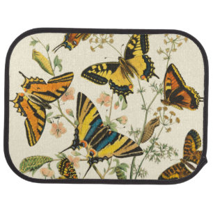 Colorful Gathering of Butterflies and Caterpillars Car Floor Mat