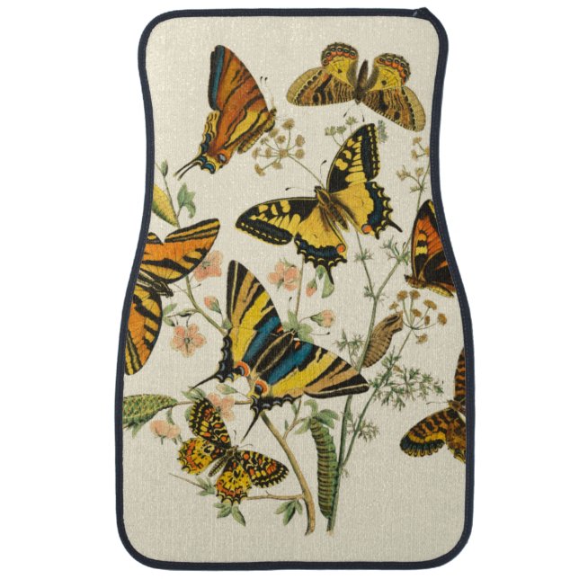 Colorful Gathering of Butterflies and Caterpillars Car Mat (Front)