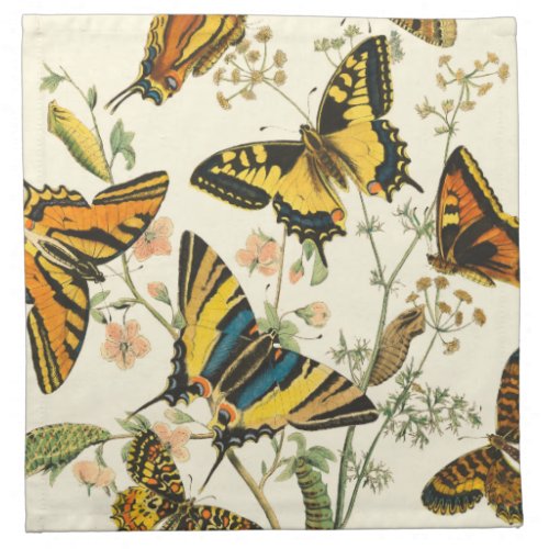 Colorful Gathering of Butterflies and Caterpillars Cloth Napkin