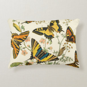 Colorful Gathering of Butterflies and Caterpillars Decorative Pillow