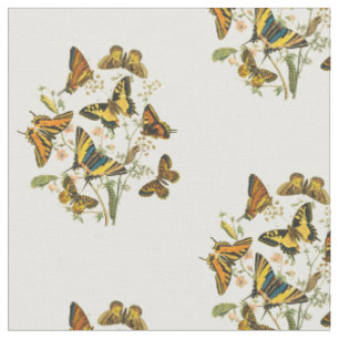Colorful Gathering of Butterflies and Caterpillars Fabric