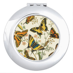 Colorful Gathering of Butterflies and Caterpillars Makeup Mirror