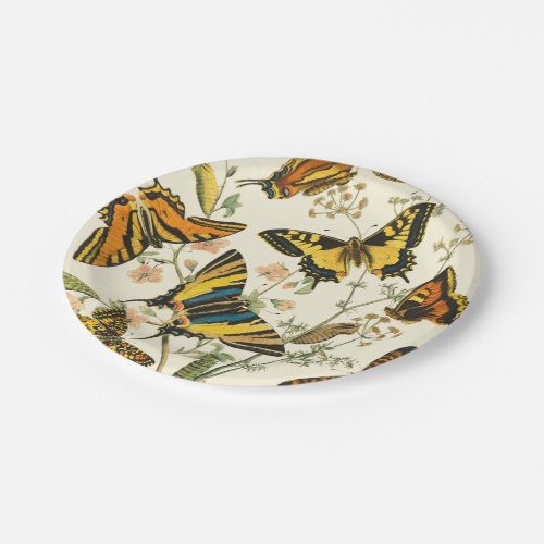 Colorful Gathering of Butterflies and Caterpillars Paper Plates