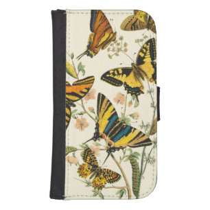 Colorful Gathering of Butterflies and Caterpillars Samsung S4 Wallet Case