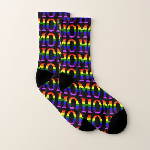 Colorful Gay Rainbow Colors Homo on Custom Color Socks