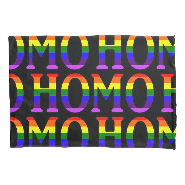 Colorful Gay Rainbow Homo Pattern Match Pillow Case (Front)