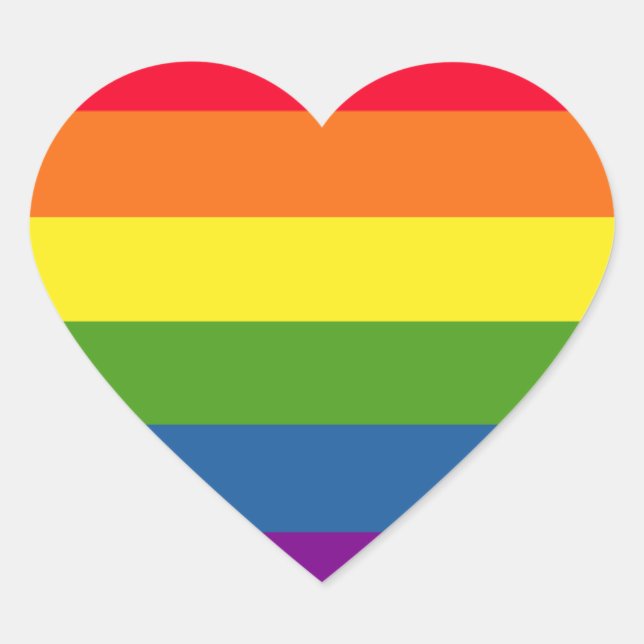 Colorful Gay Rainbow Pride Love Heart Sticker (Front)