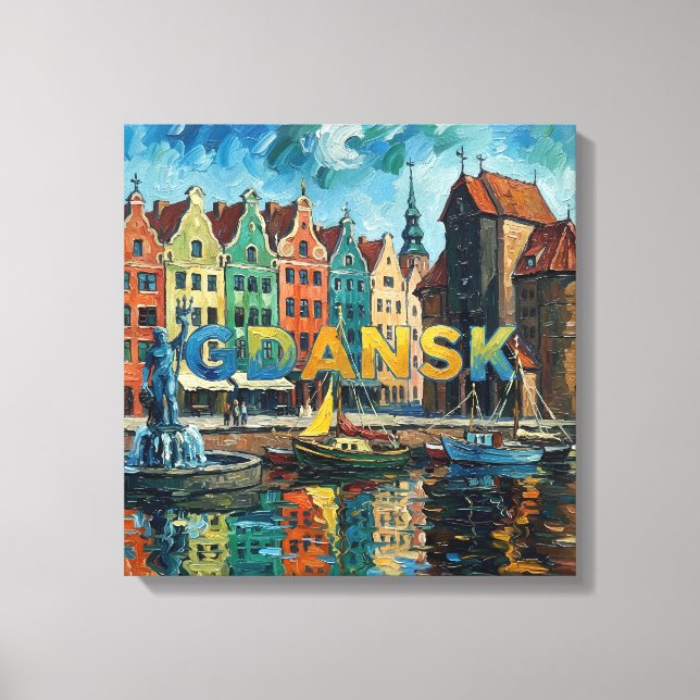 Colorful Gdansk Waterfront Scene Canvas Print (Front)