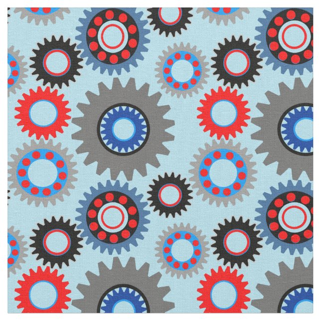 Colorful Gear Pattern Fabric (Close Up)