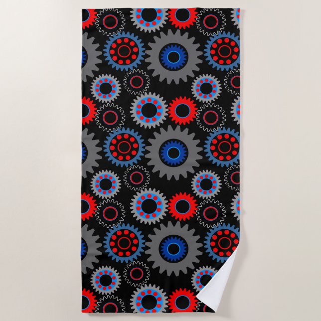 Colorful Gears Beach Towel (Front)