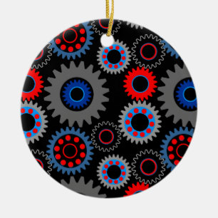 Colorful Gears Ceramic Ornament