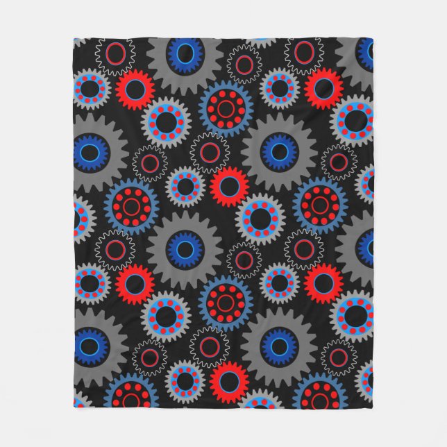 Colorful Gears Fleece Blanket (Front)