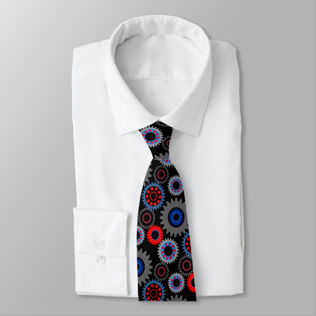Colorful Gears Neck Tie (Tied)