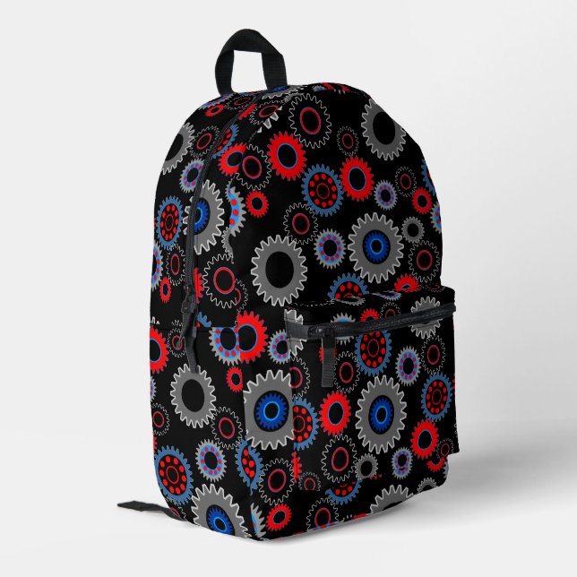 Colorful Gears Printed Backpack (Back Corner Left)