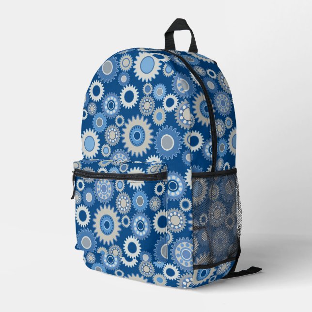 Colorful Gears Printed Backpack (Back Corner Right)
