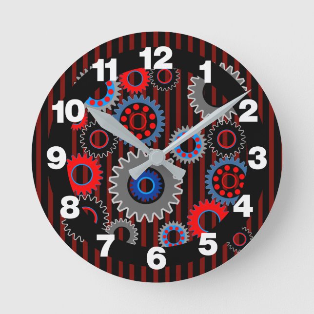 Colorful Gears Round Clock (Front)
