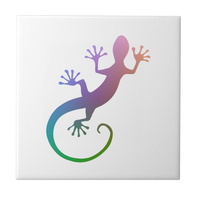 Colorful Gecko Ceramic Tile (Front)