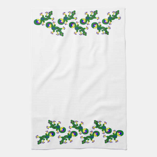 Colorful Gecko Lizards Kitchen Towel (Vertical)