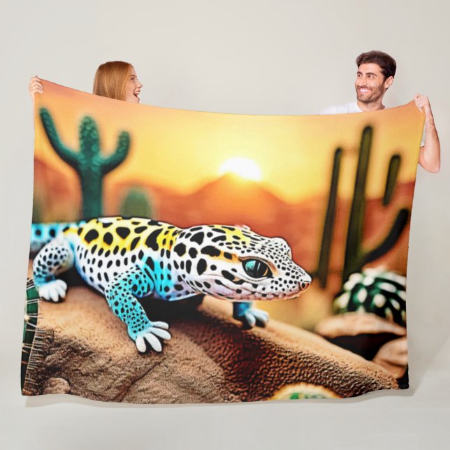 Colorful Gecko Rocks Design Fleece Blanket (In Situ)