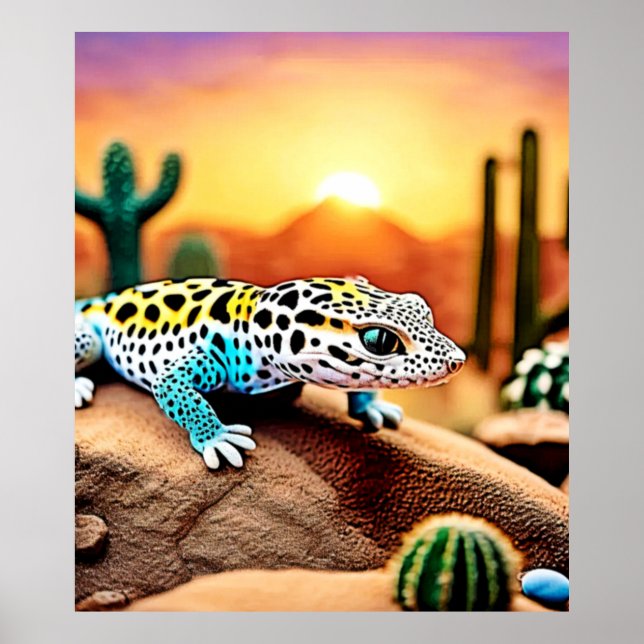 Colorful Gecko Rocks Design Poster (Front)