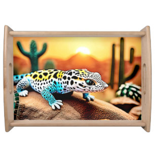 Colorful Gecko Rocks Design Serving Tray