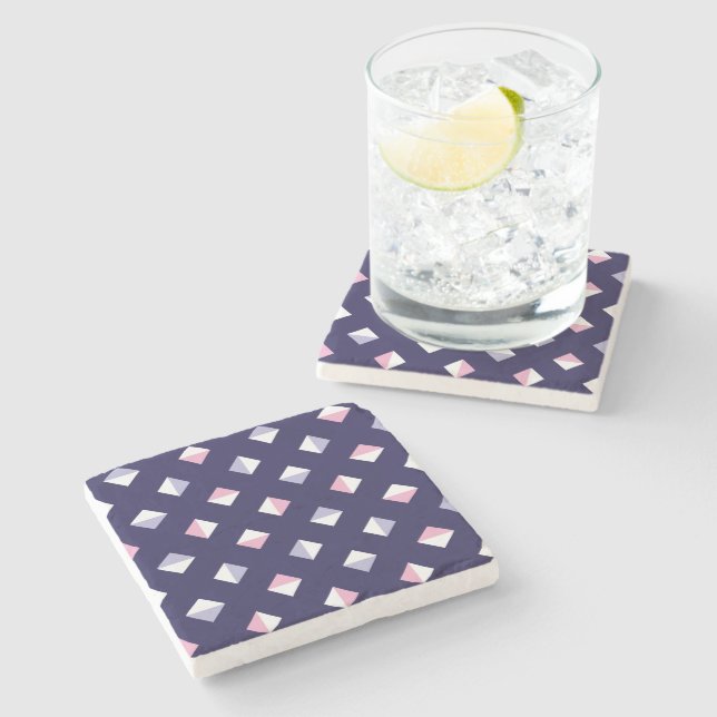 Colorful Gem Seamless Pattern Stone Coaster (Side)