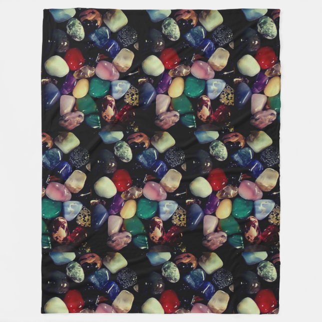 Colorful Gem Stones Fleece Blanket (Front)