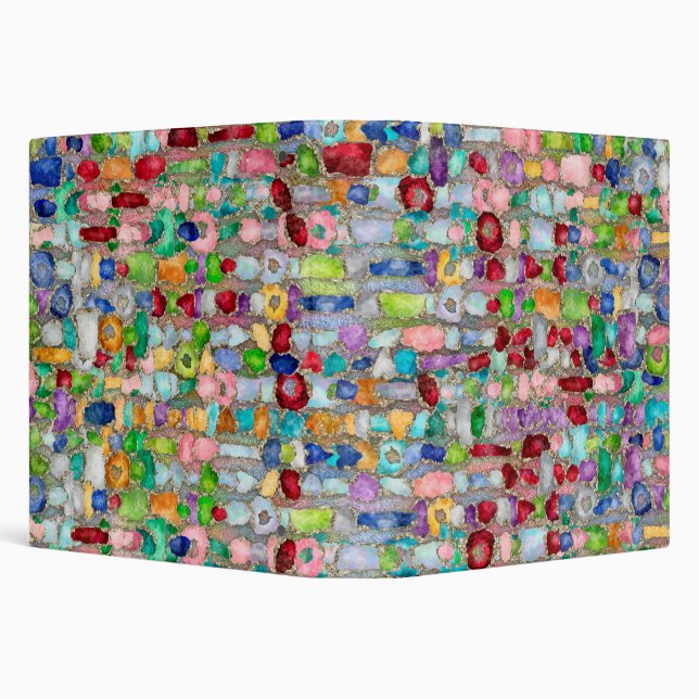 Colorful Gemstone Crystal Cluster Strings 3 Ring Binder (Background)