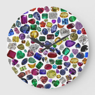 Colorful Gemstone & Diamond Pattern Large Clock