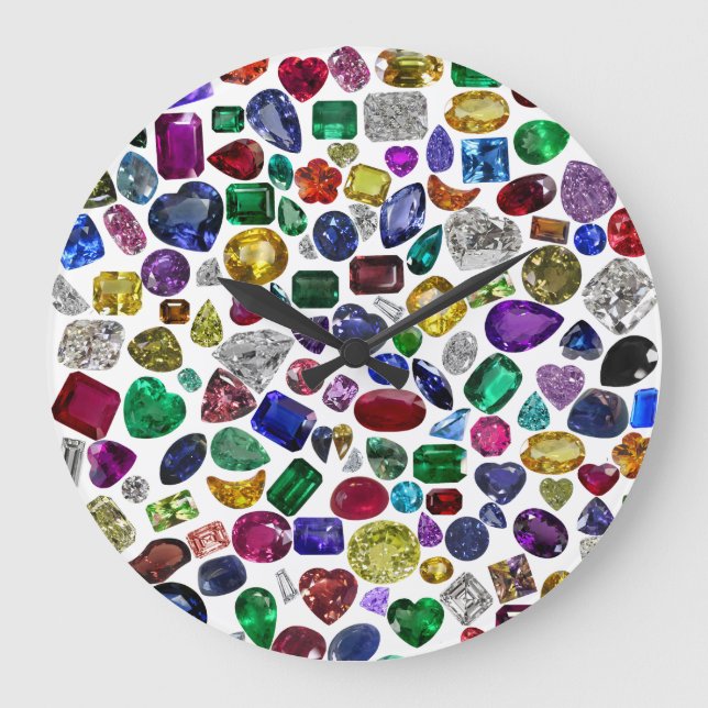 Colorful Gemstone & Diamond Pattern Large Clock (Front)