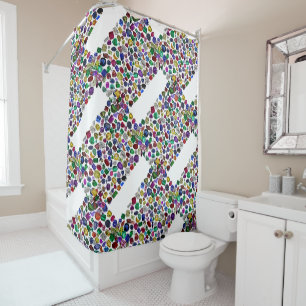 Colorful Gemstone & Diamond Pattern Shower Curtain