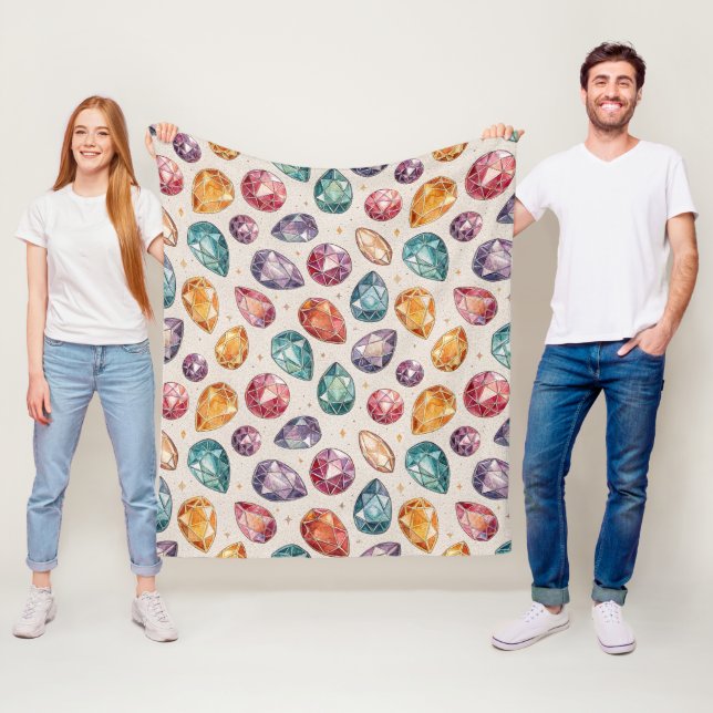 Colorful Gemstone Pattern (1) Fleece Blanket (In Situ)
