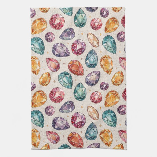 Colorful Gemstone Pattern (1) Kitchen Towel (Vertical)