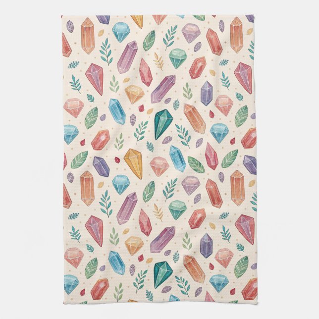 Colorful Gemstone Pattern (2) Kitchen Towel (Vertical)