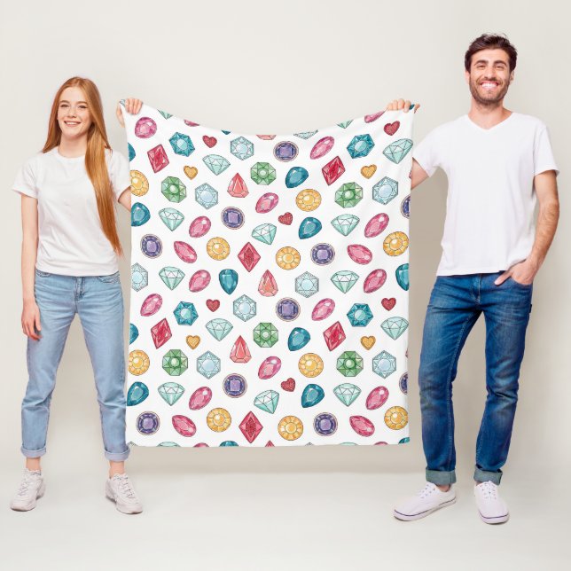 Colorful Gemstone Pattern (3) Fleece Blanket (In Situ)