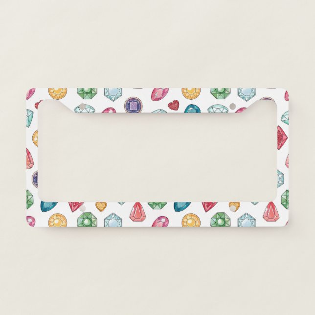 Colorful Gemstone Pattern (3) License Plate Frame (Front)