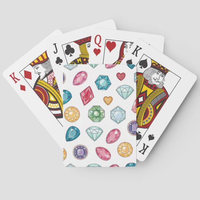 Colorful Gemstone Pattern (3) Poker Cards (Back)