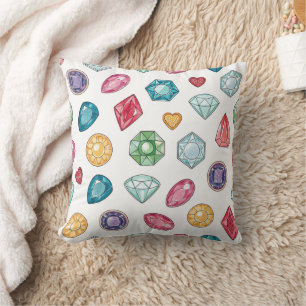 Colorful Gemstone Pattern (3) Throw Pillow