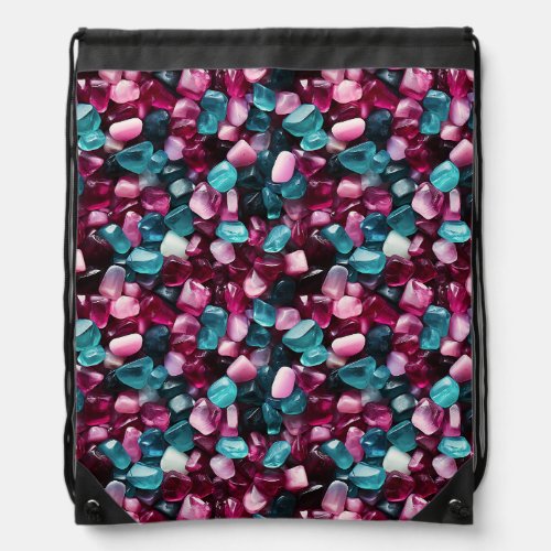 Colorful Gemstone Pattern Drawstring Bag